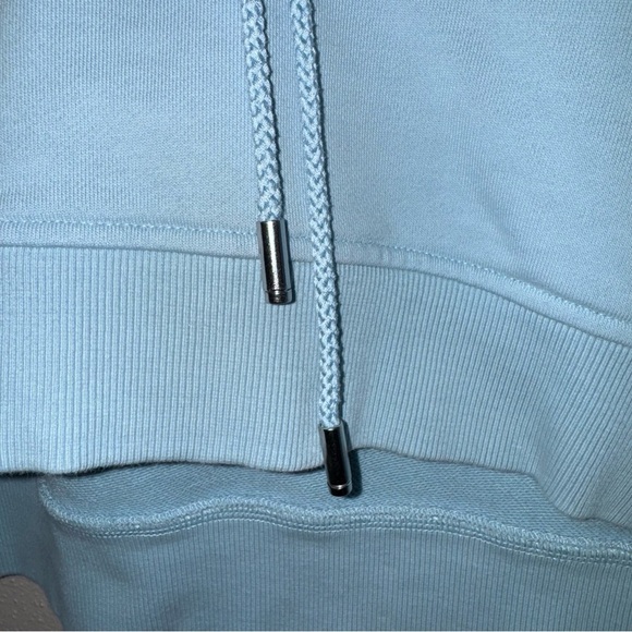 For Love & Lemons Harper Crop Hoodie Blue V‎ Neck Drawstring Sweatshirt Size M - Picture 7 of 13